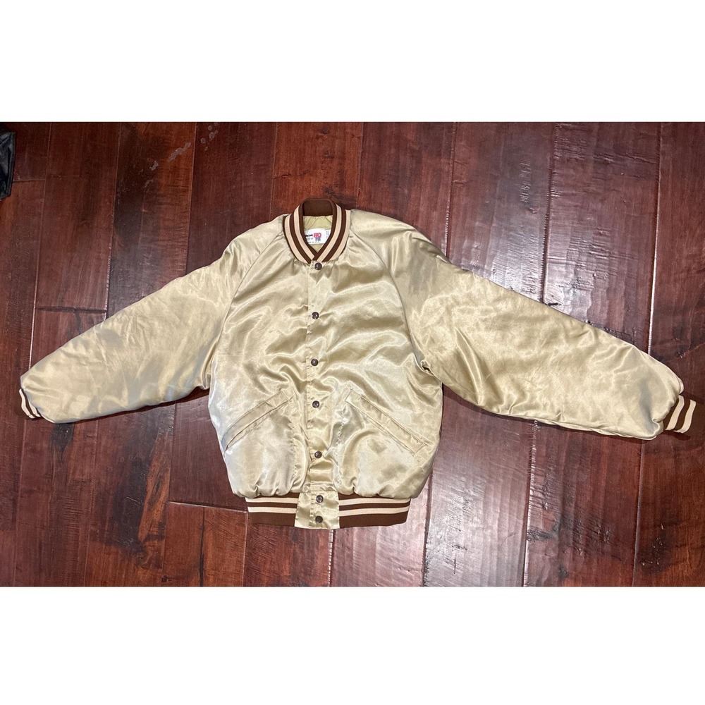 Vintage King Louie Pro Fit Satin Bomber Jacket 70s-80s Unisex Medium Gold